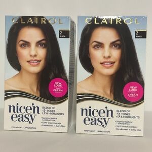 NICE AND EASY CLAIROL HAIR COLOR SHADE #2 BLACK - 2 PACK NEW